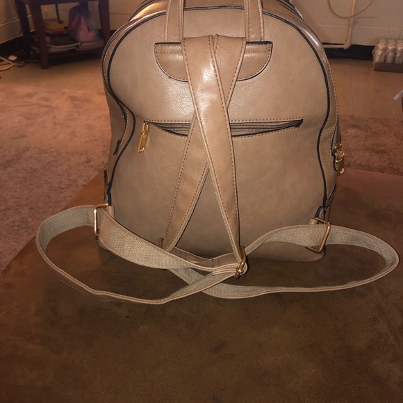 Chic Beige Leather Backpack - Picture 4 of 4